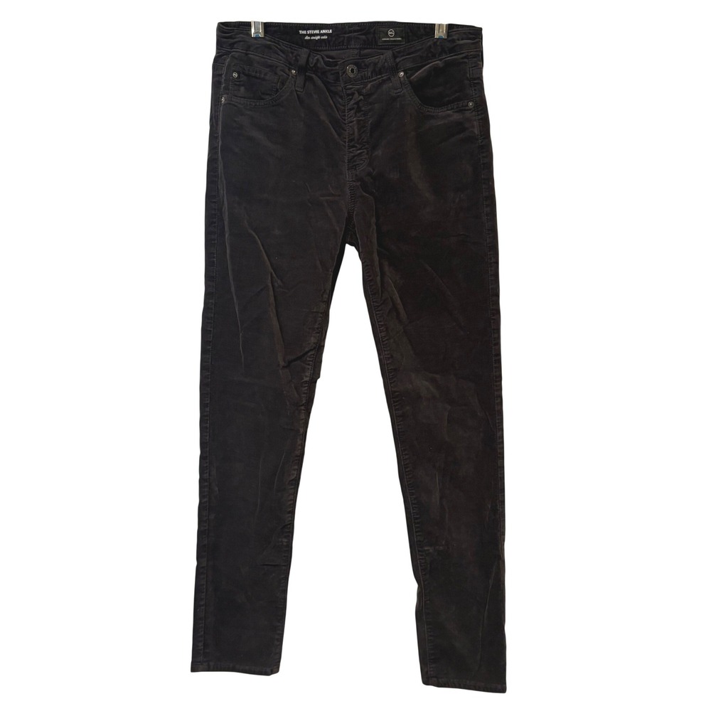 AG‎ Adriano Goldschmied The Stevie Ankle Velvet Slim Straight Pants Grey 27R